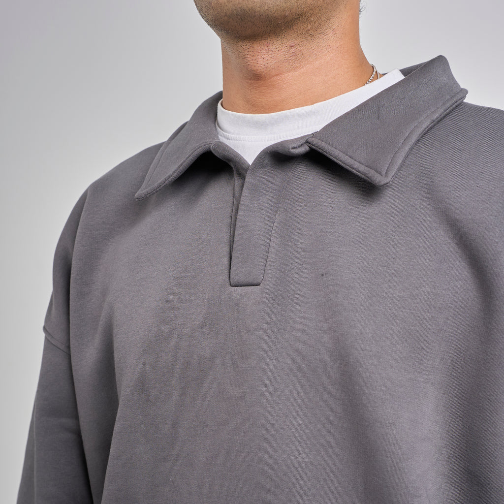 Polo Crewneck - Charcoal Grey