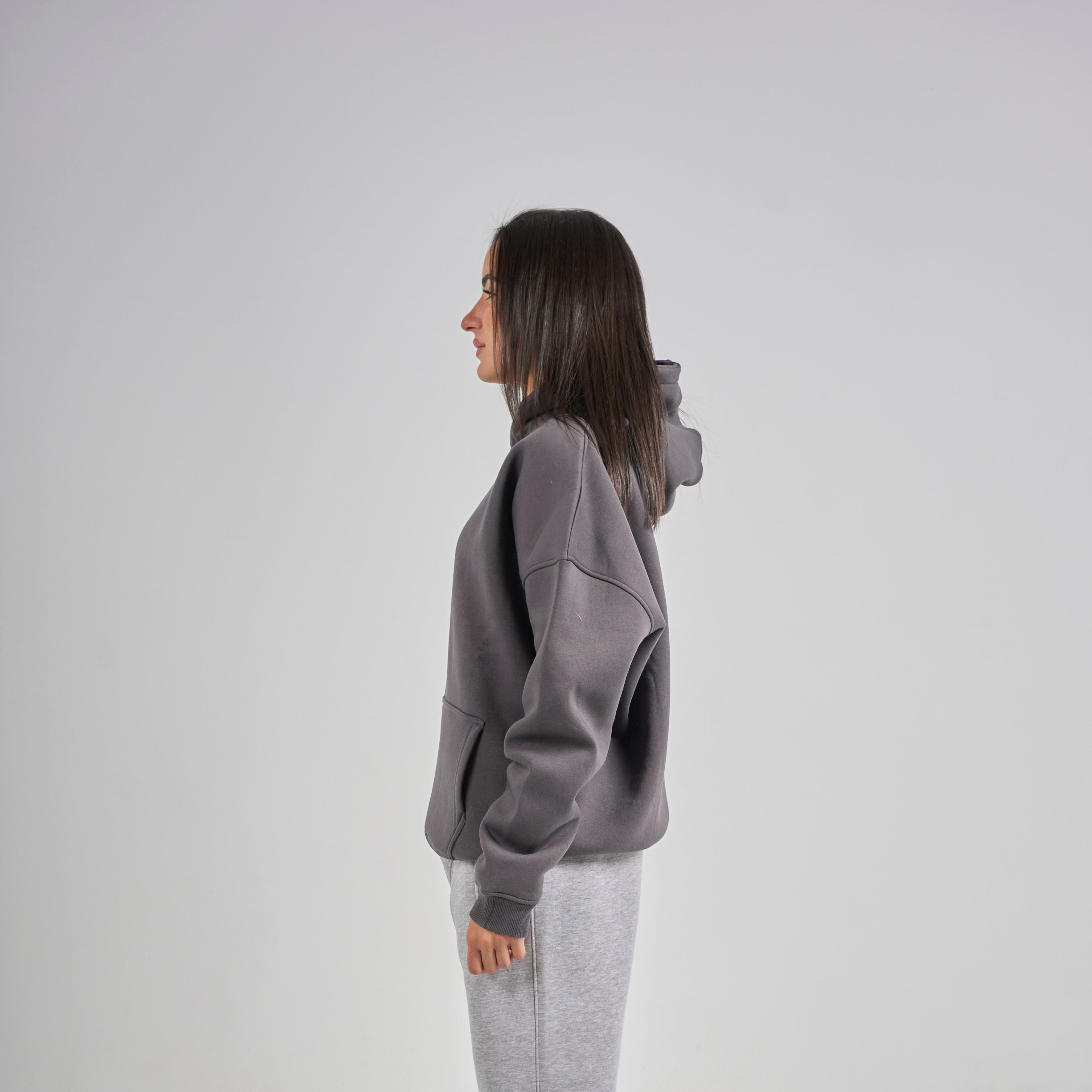 Drop Shoulder Hoodie - Charcoal Grey