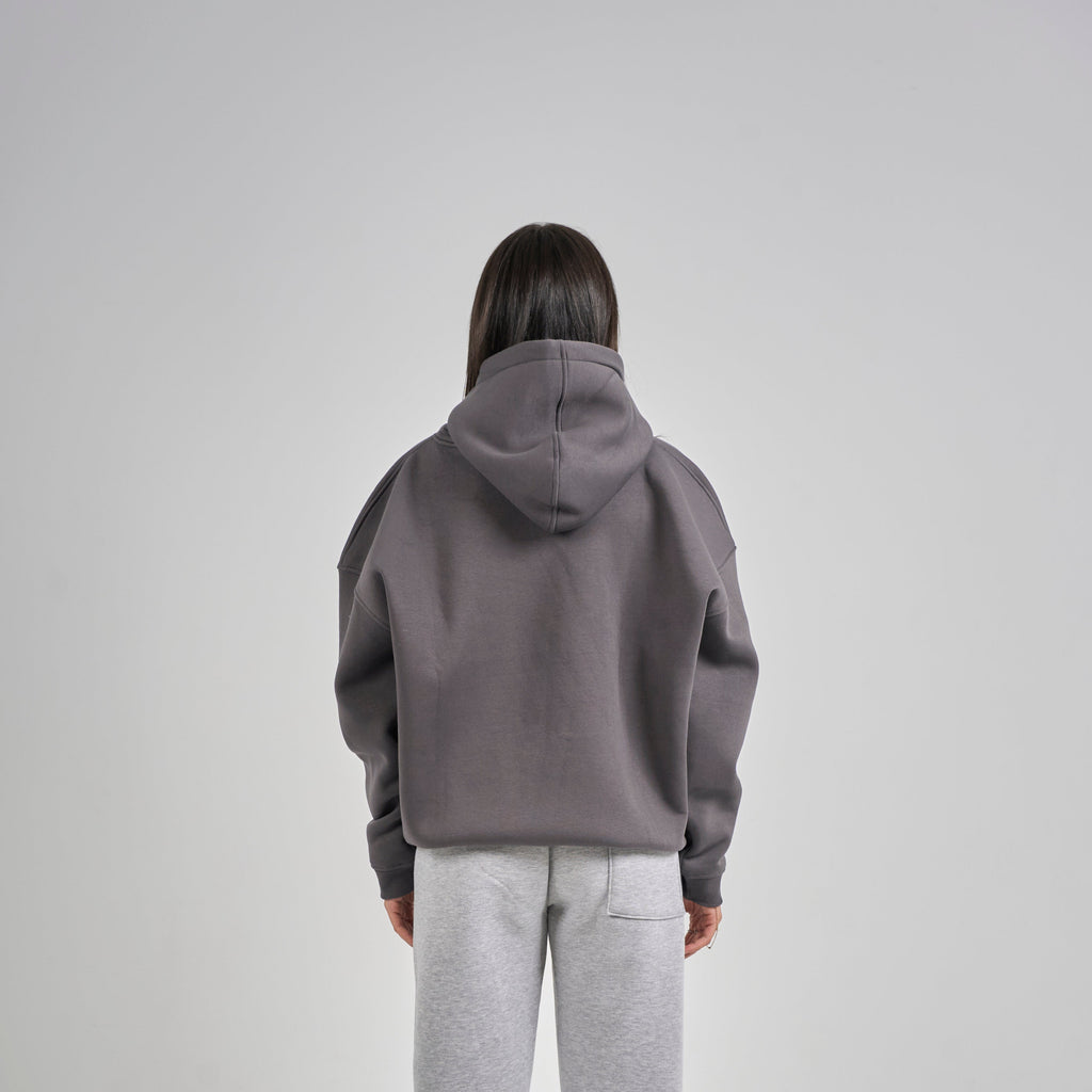 Drop Shoulder Hoodie - Charcoal Grey