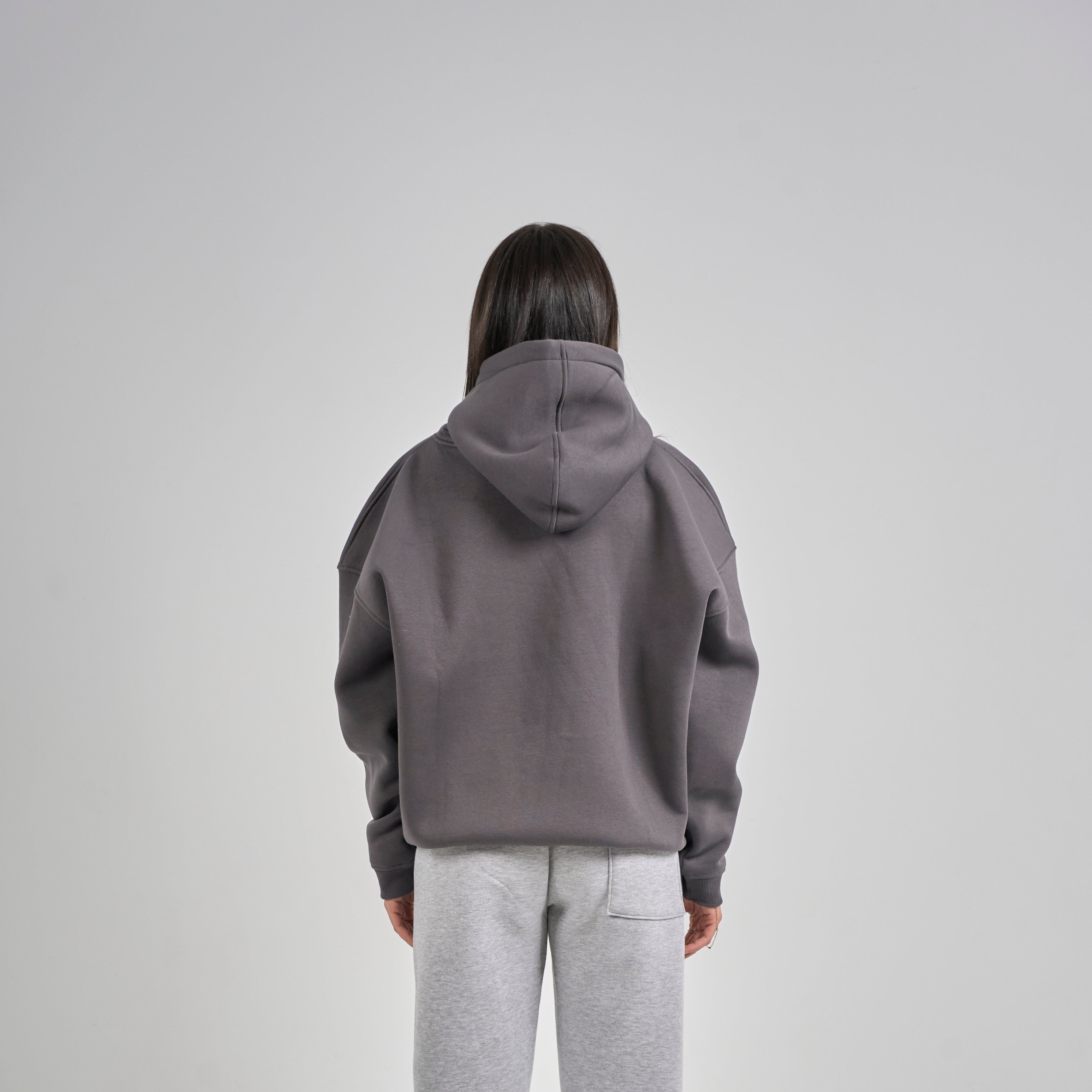 Drop Shoulder Hoodie - Charcoal Grey