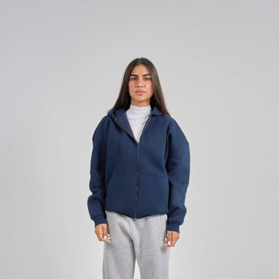 Drop Shoulder Zip-up - Navy