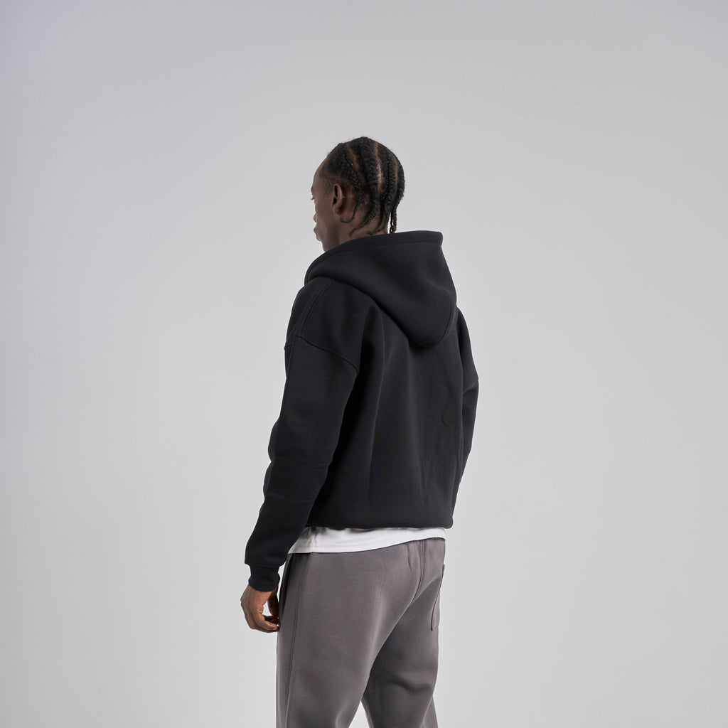 Drop Shoulder Zip-up - Black