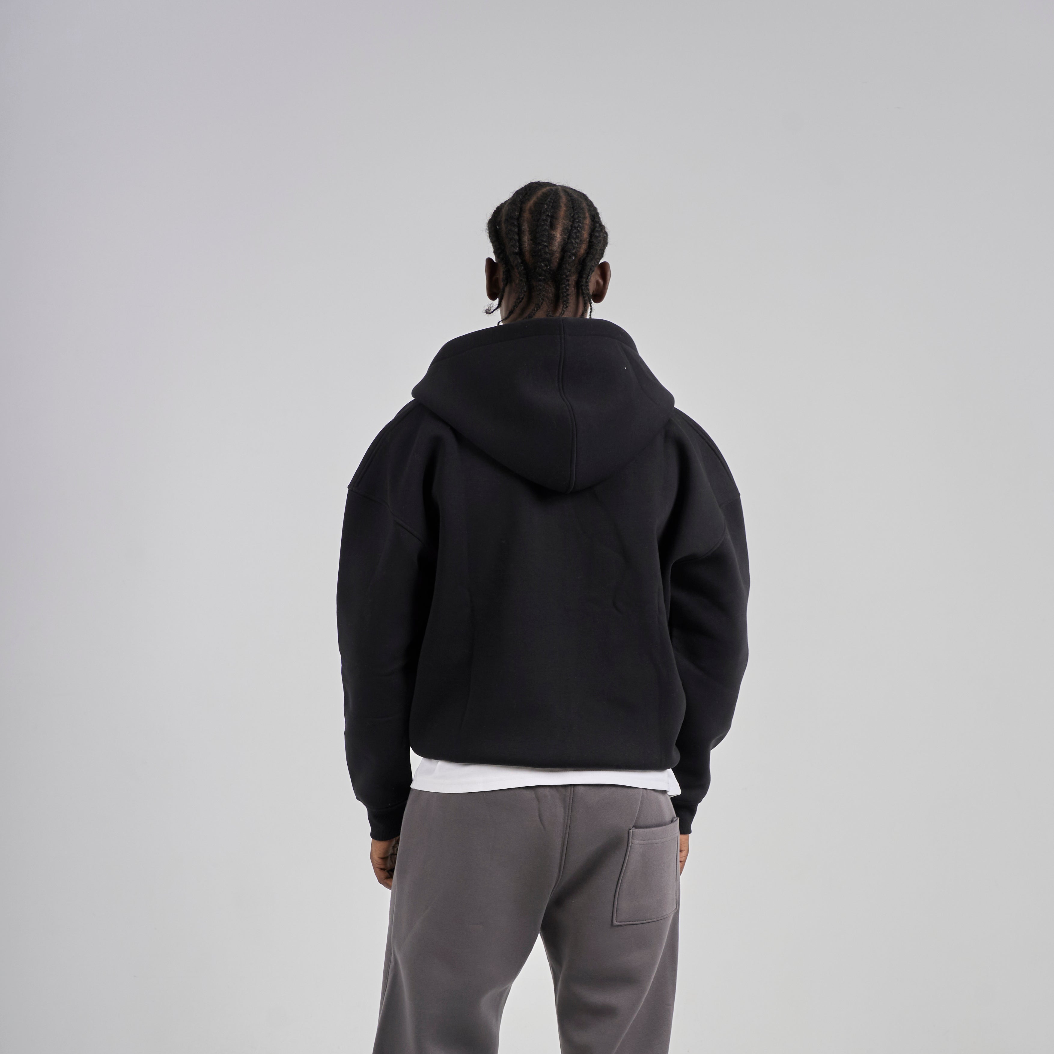 Drop Shoulder Zip-up - Black