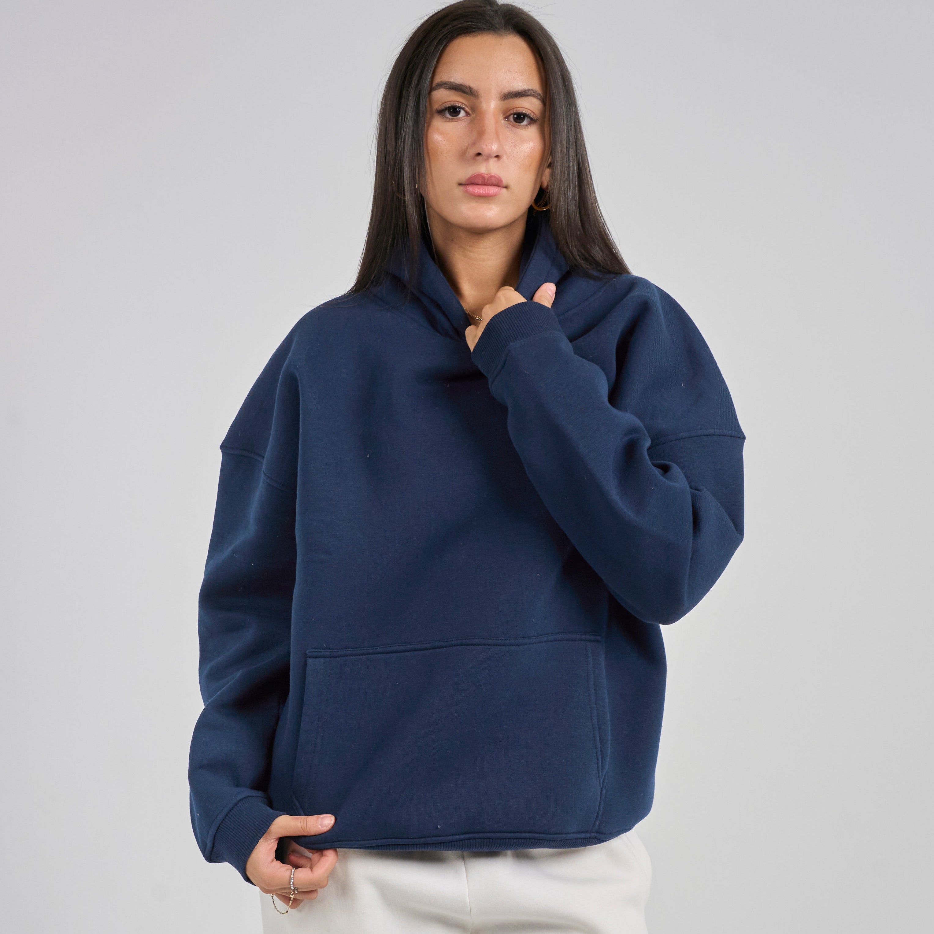 Drop Shoulder Hoodie - Navy