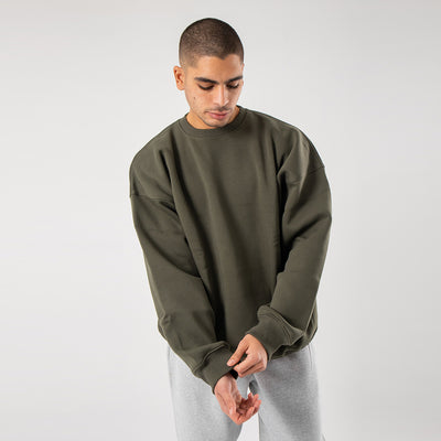 Drop Shoulder Crewneck - Olive