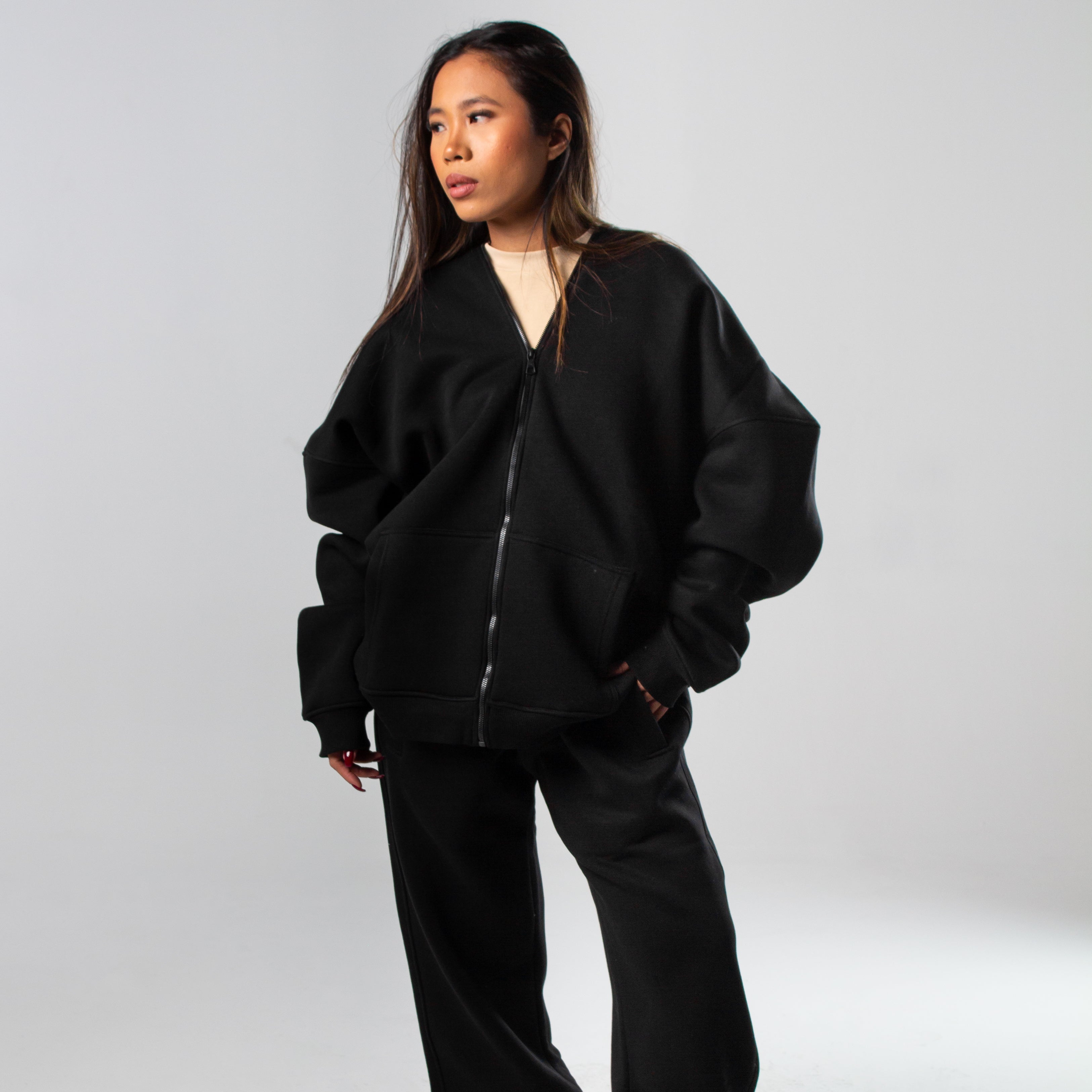 Drop Shoulder Zip-up